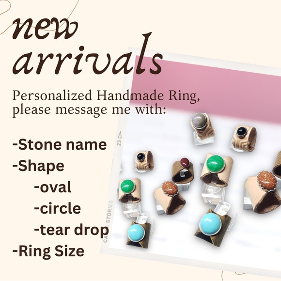 Handmade Leather Gemstone ring Size 9 - Picture 5 of 5